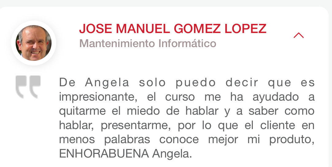 Testimonio de un cliente de Ángela Roncero